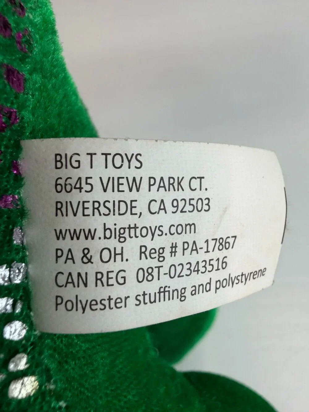 Big T Toys dinosaur plush
